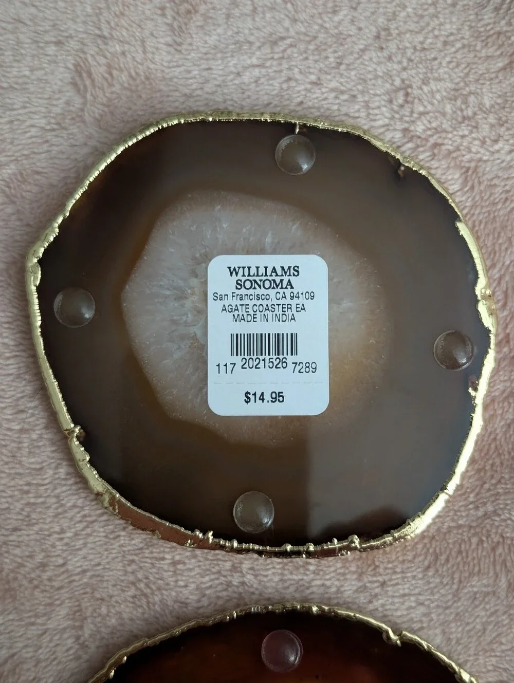 Agate Stone Coasters with Gold Trim - Brown & Cream - Williams Sonoma